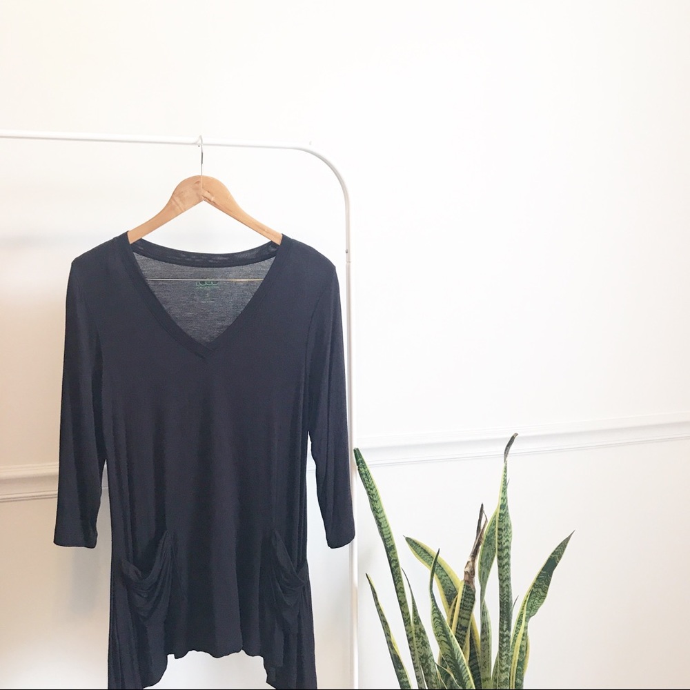 🚌 LOGO by Lori Goldstein | Black Blouse Pockets S